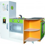 Bucatarie modulara din lemn de joaca copii cu 4 piese interschimbabile-Deluxe Grande Cuisine Modular Wooden Play Kitchen Acooltoy 